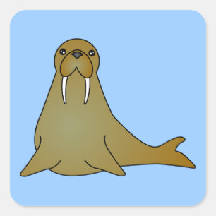Adesivo Quadrado Quadrado bonito dos desenhos animados da morsa