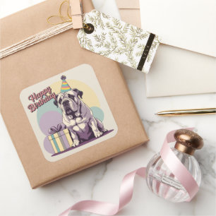 Adesivo Quadrado Quadrado Colorido do Bullmastiff