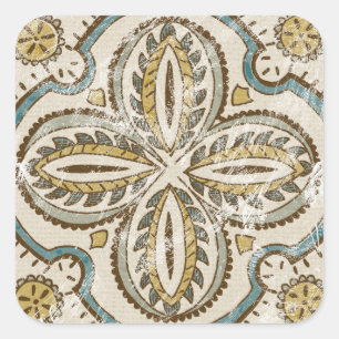 Adesivo Quadrado Quadrado de Batik não embelezado III