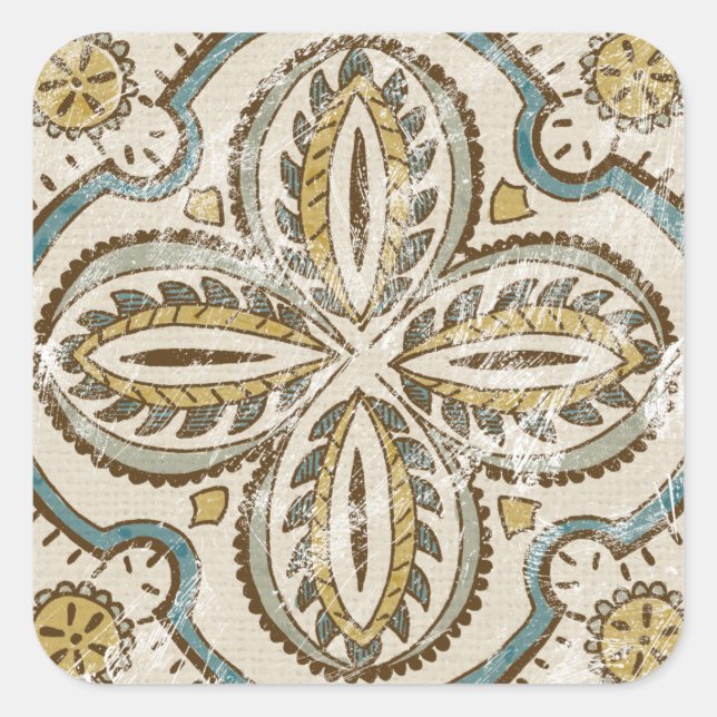 Adesivo Quadrado Quadrado de Batik não embelezado III (Frente)