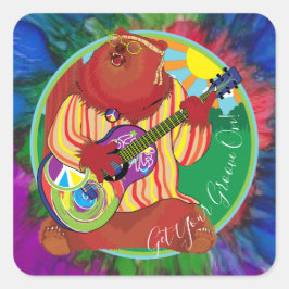 Adesivo Quadrado Quadrado de Bear Stickers de Camper Feliz