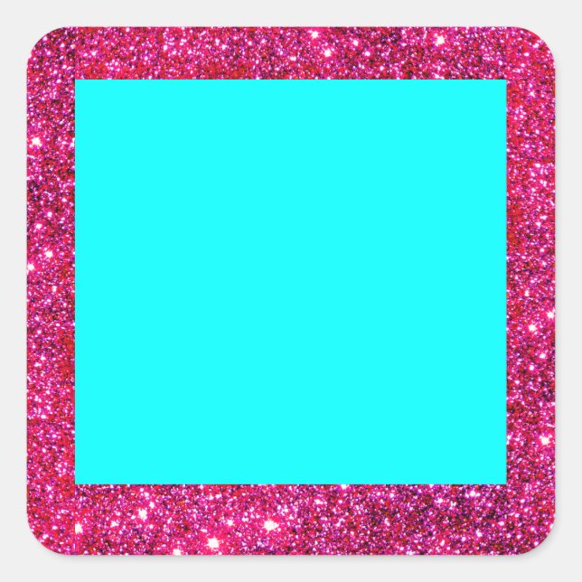 Adesivo Quadrado Quadrado de Brilhante de Sticker Turquesa Vermelha (Frente)