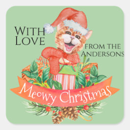 Adesivo Quadrado Quadrado de Canhões de Natal Feliz e Colorido