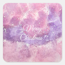 Quadrado de Natal Alegre Brilho Aquarela Rosa