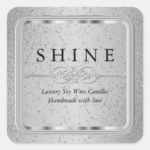 Adesivo Quadrado Quadrado de Rótulos de Prata e de Prata