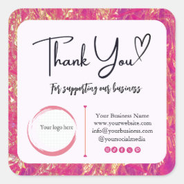 Adesivo Quadrado Quadrado Obrigado Business Stickers Quente Rosa Do