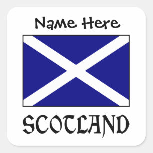 Adesivo Quadrado Quadrado Personalizado Escócia e Bandeira Escocesa