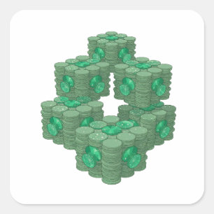 Adesivo Quadrado Quadrado Verde MOEDAS VERDES E ESmeraldas Quirky
