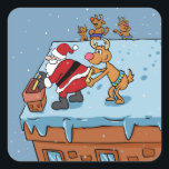 Adesivo Quadrado Quadrinhos do Natal Claus<br><div class="desc">christmas santa claus rendeer ,  face smile snowflake,  felicidade do homem colorida,  alegria sorridente do novo ano,  saco alegre que engraçado,  barba,  xmas divertido,  feliz de inverno feliz,  animação de feriado,  animal de ilustração,  renas natal santa claus, </div>