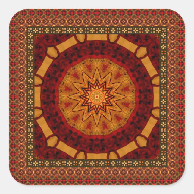 Adesivo Quadrado Quadro Com Ouro Mandala (Frente)
