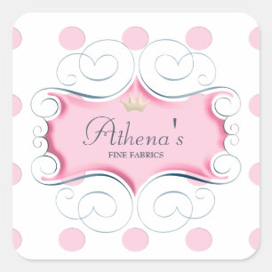 Adesivo Quadrado Quadro cor-de-rosa querido e bolinhas cor-de-rosa