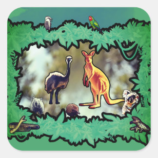 Adesivo Quadrado Quadro de Arbusto da Vida Selvagem Australiana