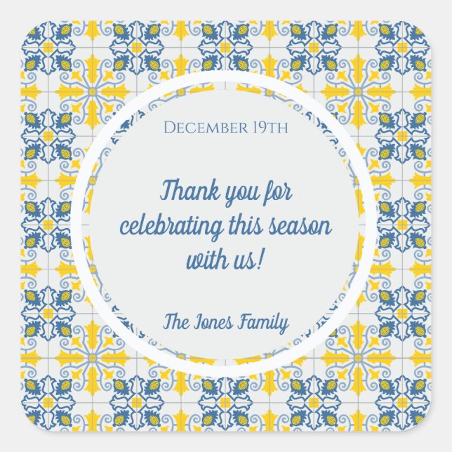 Adesivo Quadrado Quadro de azulejos bonito portugueses para o Natal (Frente)