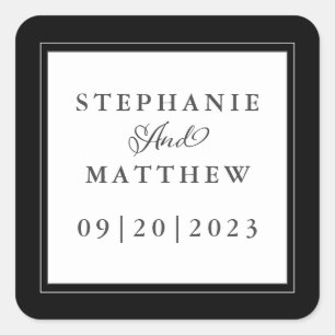 Adesivo Quadrado Quadro de BD para Caligrafia Elegante de Casamento