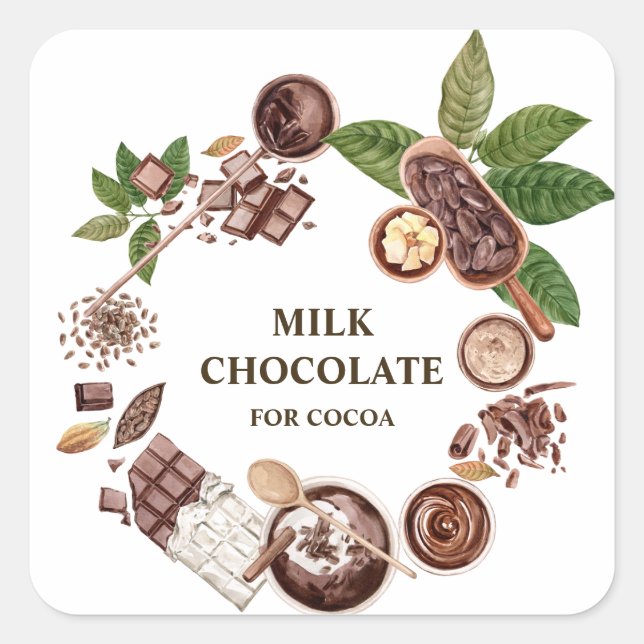 Adesivo Quadrado Quadro de Buquê de Chocolate (Frente)