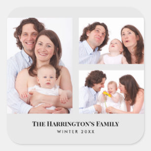 Adesivo Quadrado Quadro de Cinzas de Colagem de Fotos da Família de