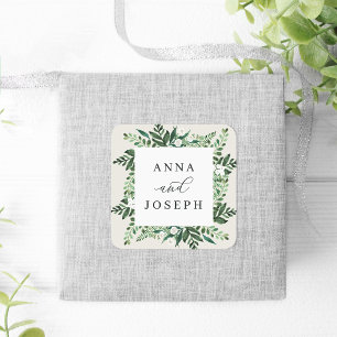 Adesivo Quadrado Quadro de Estufa Casamento Botânico Por Aquarela