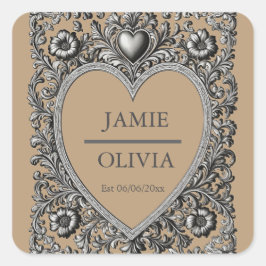 Adesivo Quadrado Quadro de rolagem vitoriano personalizado - casame