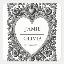 Adesivo Quadrado Quadro de rolagem vitoriano personalizado - casame