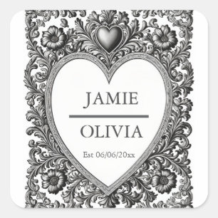 Adesivo Quadrado Quadro de rolagem vitoriano personalizado - casame