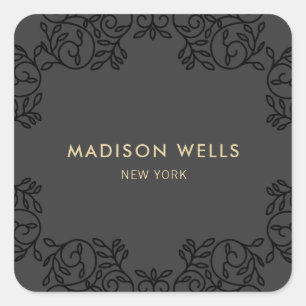 Adesivo Quadrado Quadro do Ornamentado Preto na moda