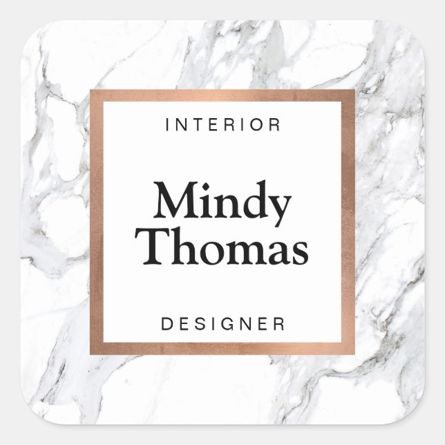 Adesivo Quadrado Quadro Dourado do Mágico Branco Moderno Faux (Frente)