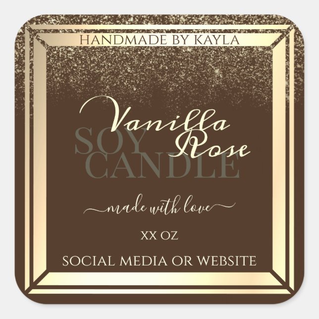 Adesivo Quadrado Quadro Dourado do Rótulo de Encapsulamento de Prod (Frente)