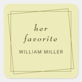 Adesivo Quadrado Quadro Elegante no Casamento do Monograma Amarelo