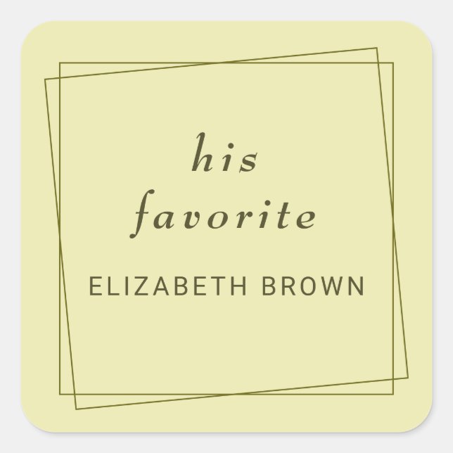 Adesivo Quadrado Quadro Elegante no Casamento do Monograma Amarelo  (Frente)