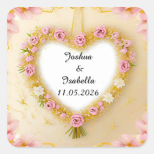 Adesivo Quadrado Quadro Floral Formatado pelo Coração
