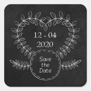 Adesivo Quadrado Quadro Negro Salve A Data Casamento / Evento