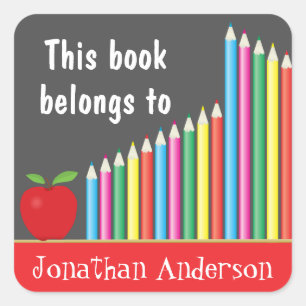 Adesivo Quadrado Quadros de discussão e lápis coloridos, Este liv