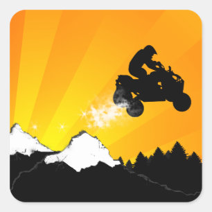 Adesivo Quadrado quads. pôr do sol laranja.