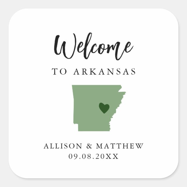 Adesivo Quadrado Qualquer Bag ou Caixa de Boas-vindas do Arkansas C (Frente)