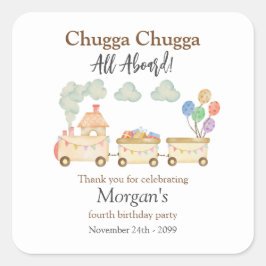 Adesivo Quadrado Qualquer Expresso de Diversão de Aniversário da Aq