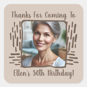 Adesivo Quadrado Qualquer Nome Personalizado De Foto De Aniversário