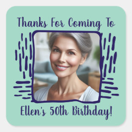Adesivo Quadrado Qualquer Nome Personalizado De Foto De Aniversário