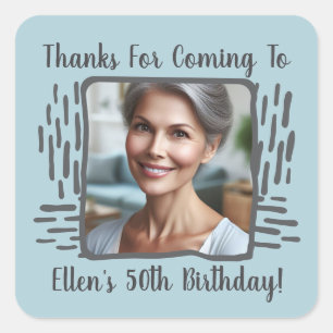 Adesivo Quadrado Qualquer Nome Personalizado De Foto De Aniversário