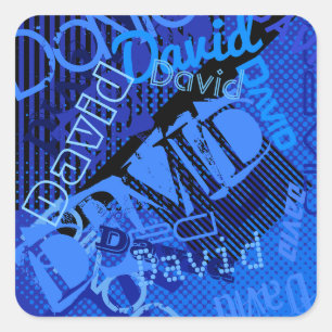 Adesivo Quadrado Qualquer Nome Personalizável Criativo Azul