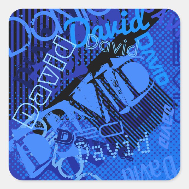Adesivo Quadrado Qualquer nome personalizável do Creative Blue (Frente)