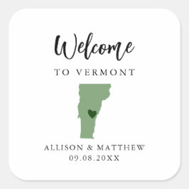 Adesivo Quadrado Qualquer Saco de Boas-vindas de Vermont Colorido
