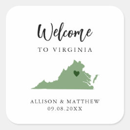 Adesivo Quadrado Qualquer Saco de Boas-vindas do Casamento de Virgí