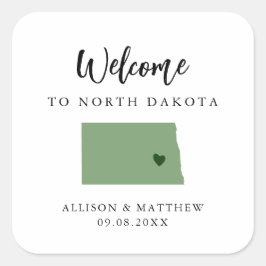 Adesivo Quadrado Qualquer Saco de Boas-vindas do North Dakota