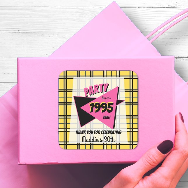 Adesivo Quadrado QUALQUER xadrez 90s de idade, festa de aniversário (Criador carregado)