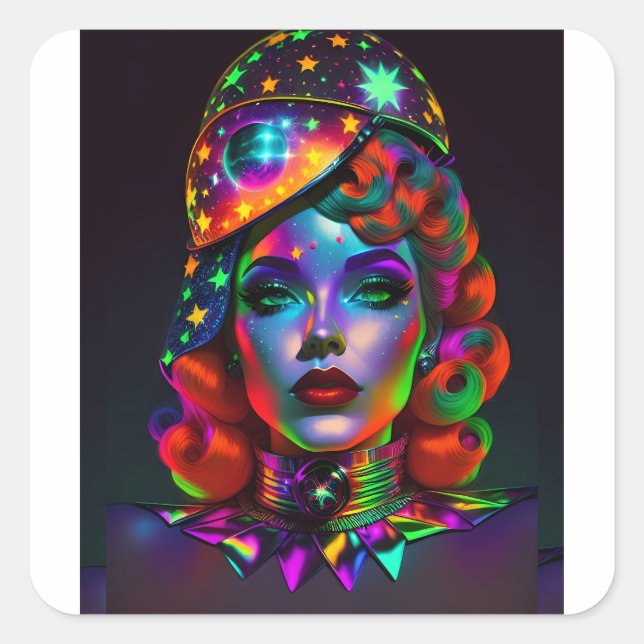 Adesivo Quadrado Quando o preto pousou em vermelho - Ken Gage Art (Frente)