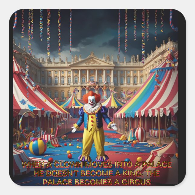 Adesivo Quadrado Quando Um Palhaço Se Move Para Um Palácio... (Frente)