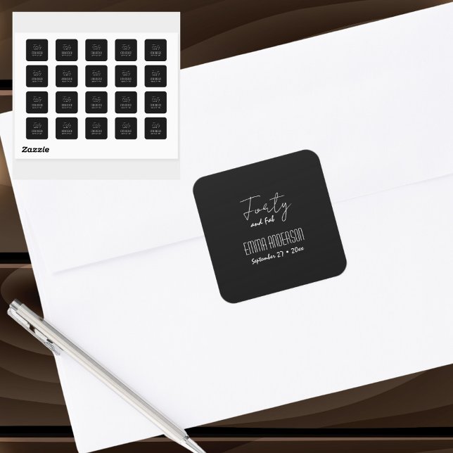 Adesivo Quadrado Quarenta e quatro nomes de texto Fab Preto Moderno (Criador carregado)