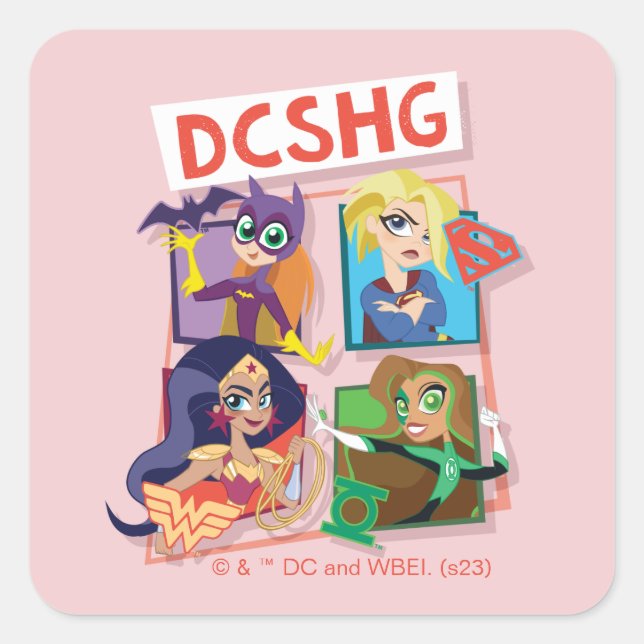 Adesivo Quadrado Quartet DC Super Hero Girls (Frente)