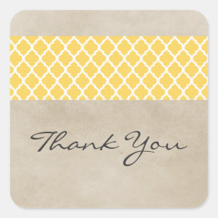 Adesivo Quadrado Quatrefoil Russo Amarelo Muito Obrigado Vinhetas