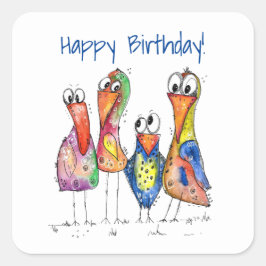 Adesivo Quadrado Quatro Aves Células E Quentes